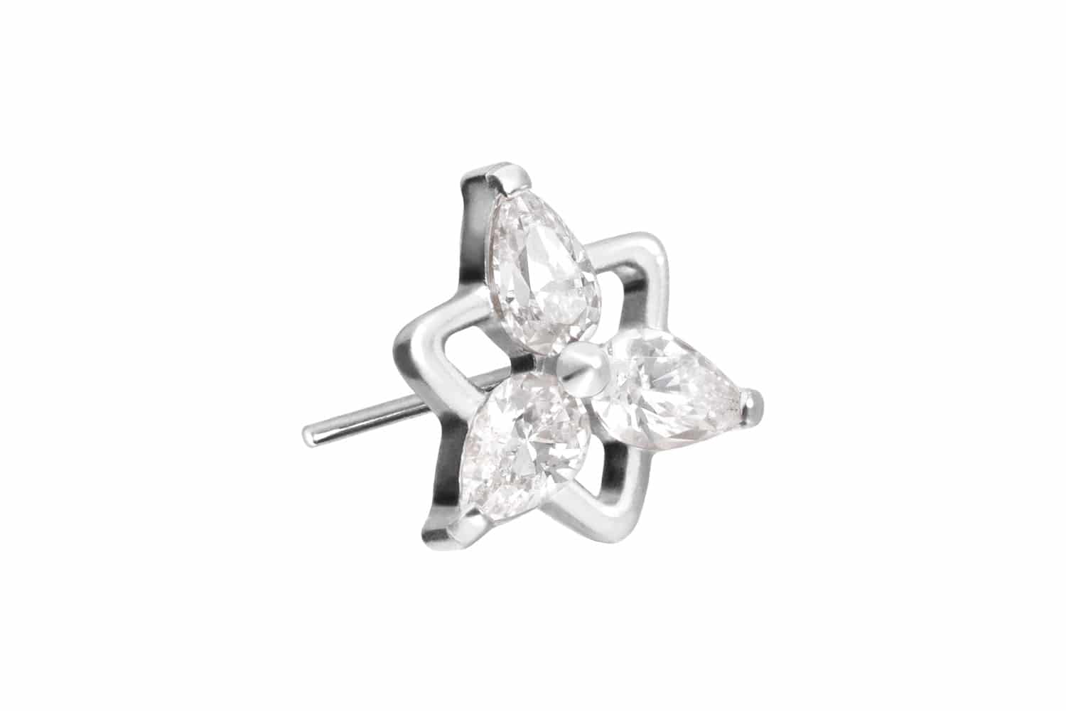 Titan Aufsatz mit Push Pin KRISTALLBLUME von Piercingline